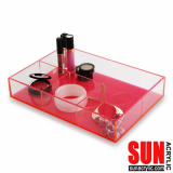 Neon color Acrylic Organizer Tray With Sections for makeup